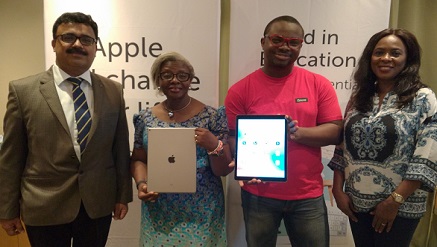 (‎L-r): Sachin Verma, iStore Country Manager;Adebisi Ade-Onojobi, iStore customer; Kolapo Agunloye, iStore Manager and Aderonke Adebule, Executive Director, JSP Communications during a breakfast presentation of the new iPad Pro in Radison Blu, Victoria Island, Lagos .